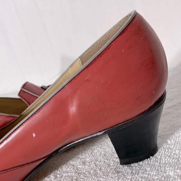 Vintage Barker Coral Leather Slip On Low Heel Loafers W Grey Tassels 9 - Picture 10 of 16